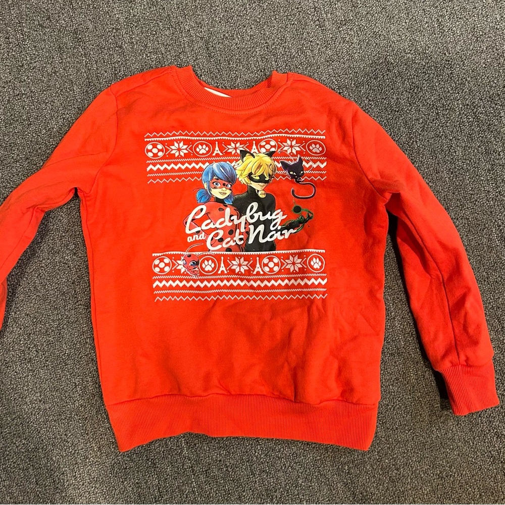 Miraculous Ladybug and Cat Noir holiday long sleeve top/light sweatshirt - 4t/5t